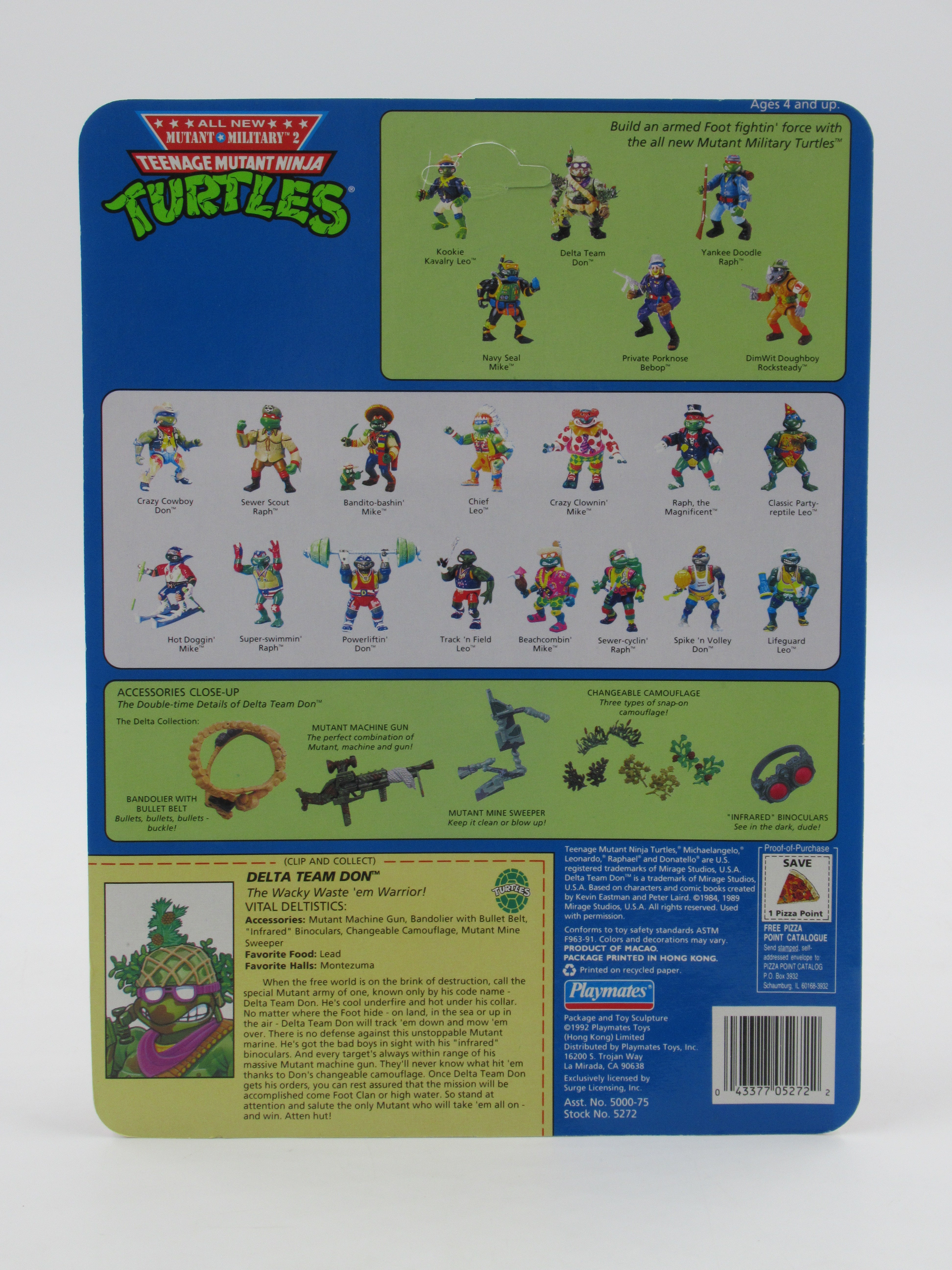 Teenage Mutanta Ninja Turtles Delta Team Don Mutant Military II 4.5" Figure TMNTs - Playmates (1992)